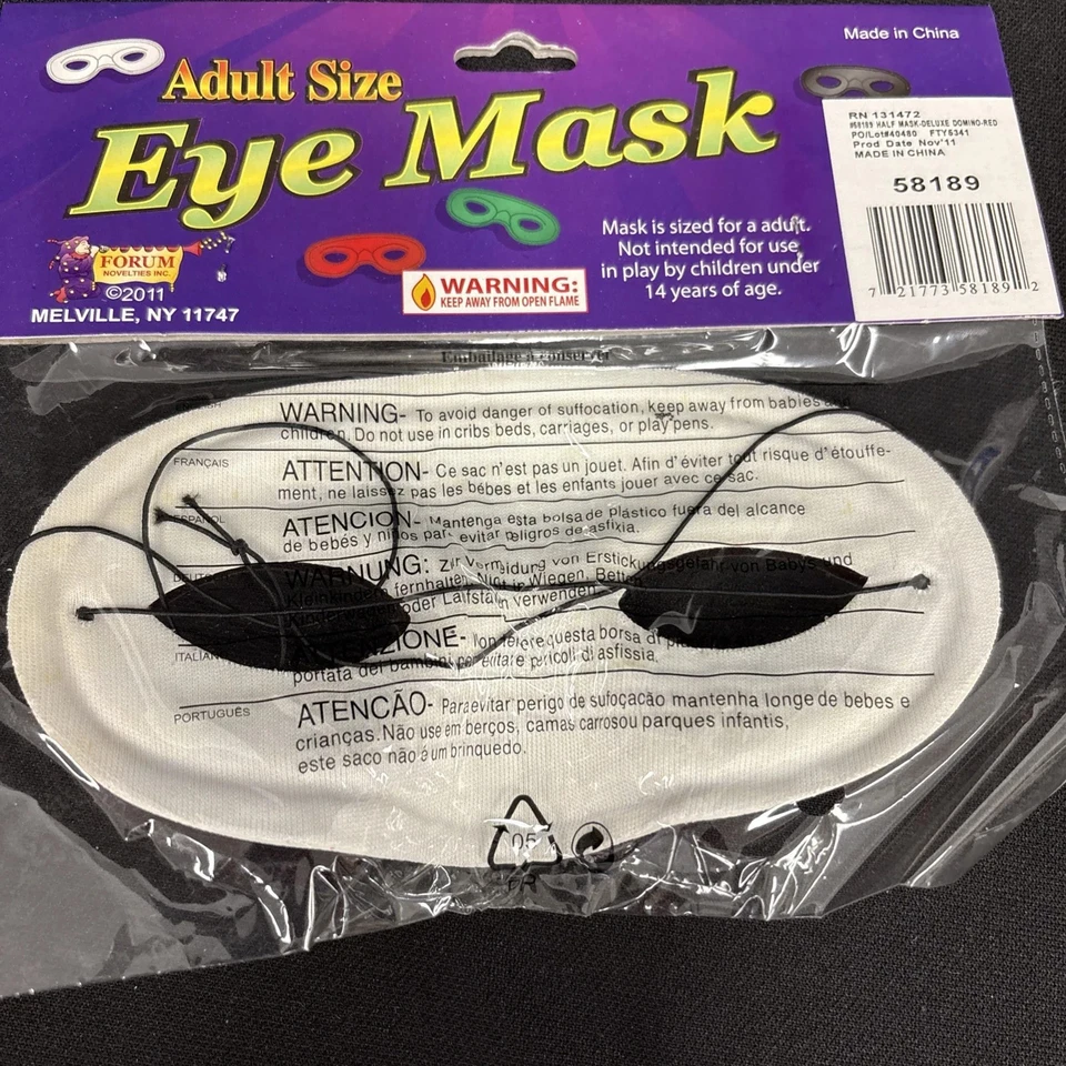 Red Satin Domino Masquerade Venetian Eye Mask Adult Costume Accessory One Size - Image 2 of 4