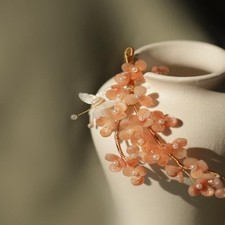 Orange Glaze Flower Hair Stick Flexible Stem Hanfu Hair Accessory