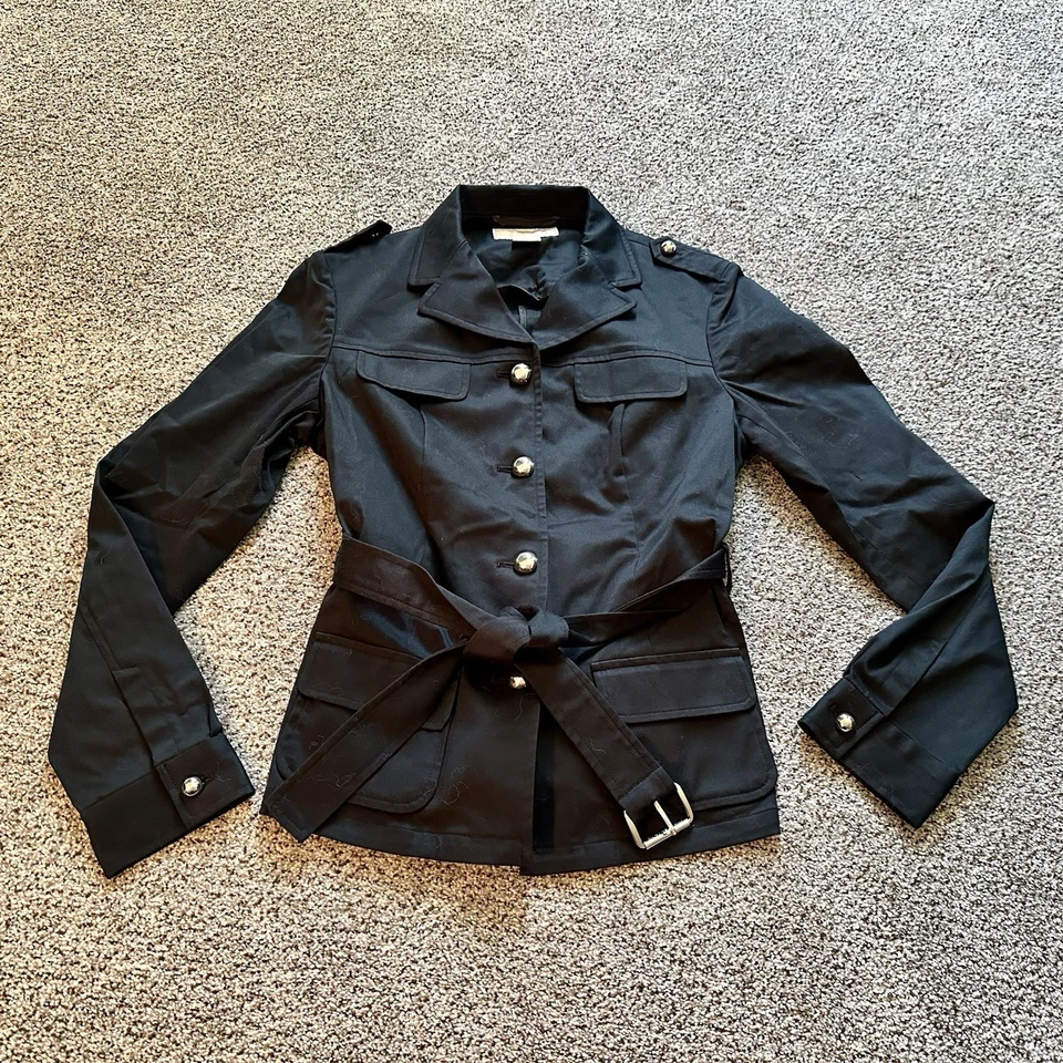 Chaqueta Blazer MICHAEL KORS 8 M Negra Algodón Cepillado con Cinturón R $195 Foto 4 de 4