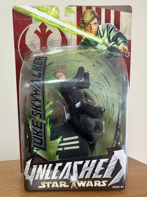 2004 STAR WARS -LUKE SKYWALKER- UNLEASHED JEDI FIGURE NEW SEALED