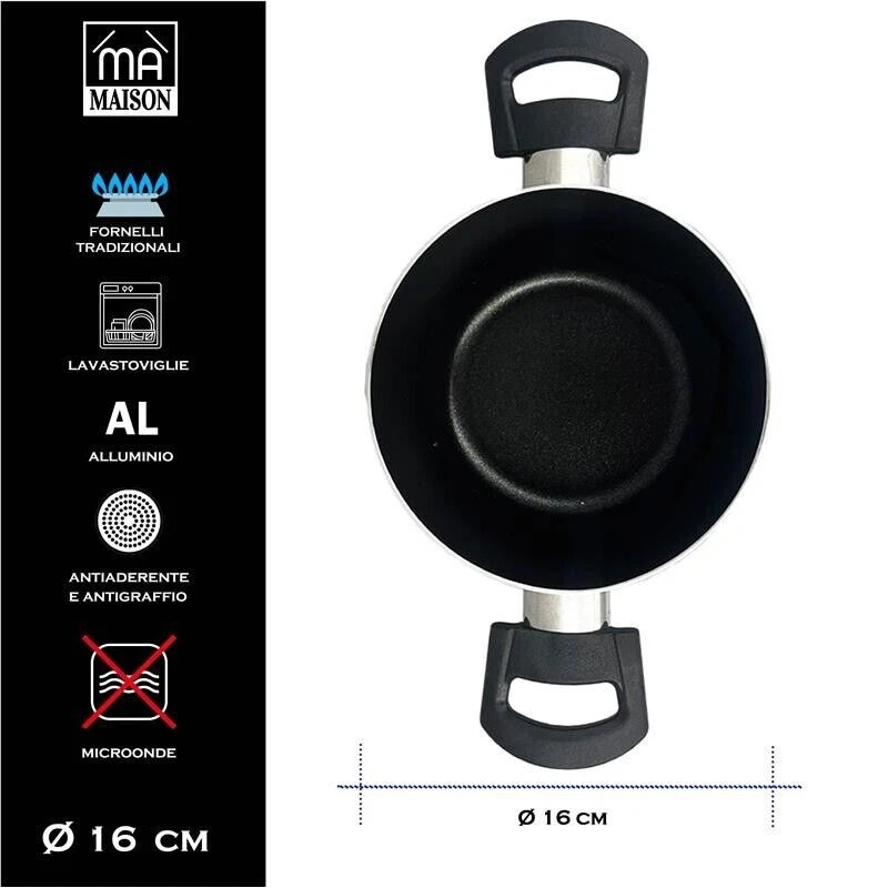 MA MAISON PENTOLA LINEA ALESSIA 16 CM ANTIADERENTE E ANTIGRAFFIO IN ALLUMINIO - Immagine 2 di 4