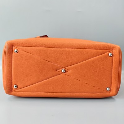 Authentic Hermès Victoria Tote Bag Orange Chevre Mysore Leather