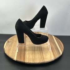 New Look Women Black Faux Suede Court Pumps Shoes UK Size 7 EU 40 Slip On