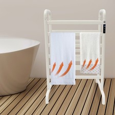 Dual-row Electric Heated Towel Rack Towel Warmer Rack Floorstanding White 180W