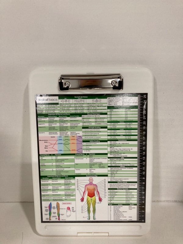 Physical Therapy Storage Clipboard with Quick Medical Reference Sheet