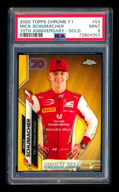 2020 Topps Chrome F1 53 Mick Schumacher RC 70th Anniversary Gold Refractor PSA 9