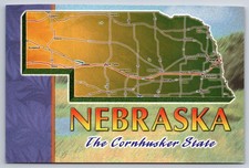 Postcard Nebraska The Cornhusker State Map Lincoln