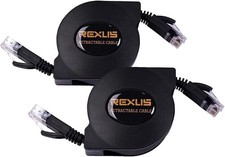 2-Pack Retractable Cat 6 Flat Ethernet Cable 6.6FT, High-Speed LAN Wire, RJ45