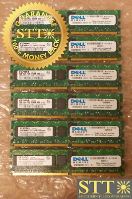 EBE10RD4AGFA-4A-E ELPIDA 1GB PC2-3200 DDR2-400MHZ ECC REG CL3 DIMM (LOT OF 6)