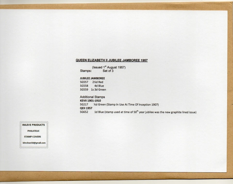 GB QEII BONITO USADO EXHIBICIÓN DEL JAMBOREE JUBILEO EXPLORADOR MUNDIAL 1957 CELEBRACIÓN EN MUY BUEN ESTADO Foto 2 de 2