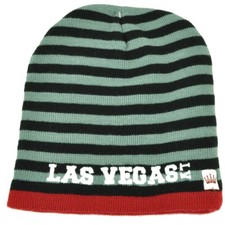 Las Vegas Knit Beanie Striped Cuffless Sin City Gray Hat Winter Nevada USA Black