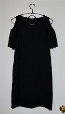 EUC Ralph Lauren Women's Solid Black Short-Sleeve Cold Shoulder Shift Dress sz M