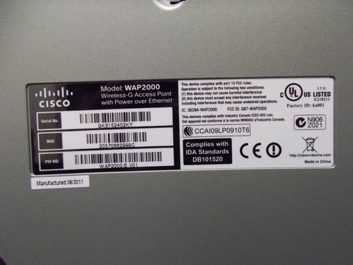Cisco WAP2000-G5, Wireless-G Access Point mit Power Over Ethernet. #SO-360 - Bild 4 von 5