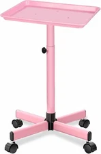 TASALON Premium Salon Tray on Wheels,Adjustable Height Ample Storage，Pink