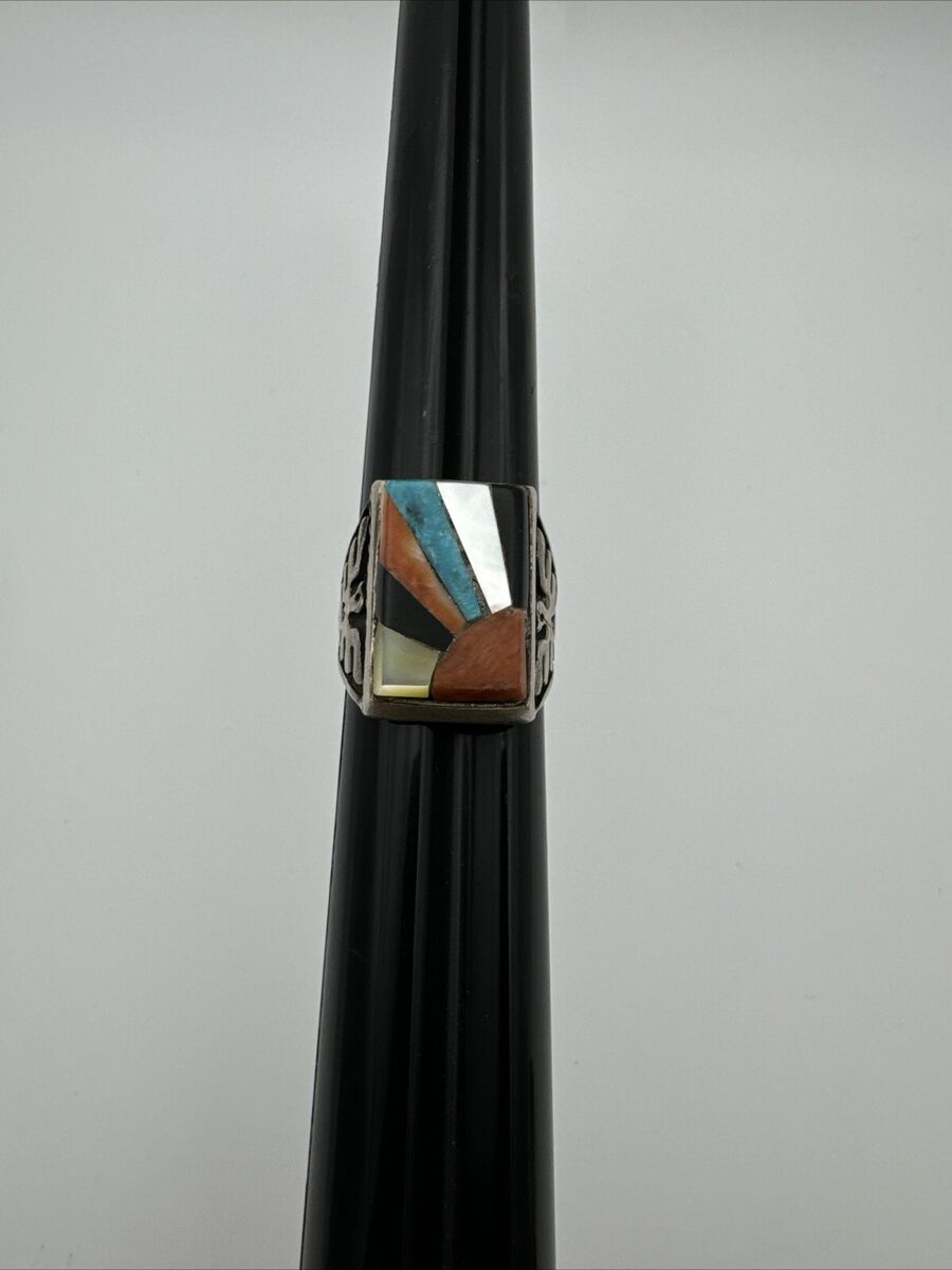 Vintage Silver Zuni Inlay Sunrise Thunderbird Ring | eBay Vintage Silver Zuni Inlay Sunrise Thunderbird Ring | eBay