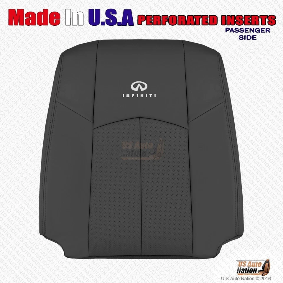 Front Passenger Bottom & Top Leather Seat Cover Black For 2011 2012 Infiniti G25 - Image 2 of 4