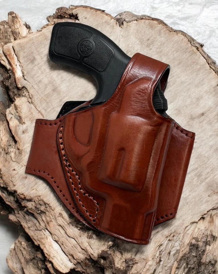 Funda al tobillo de cuero marrón para mano derecha para revólver S&W M&P BODYGUARD 38 Foto 2 de 4