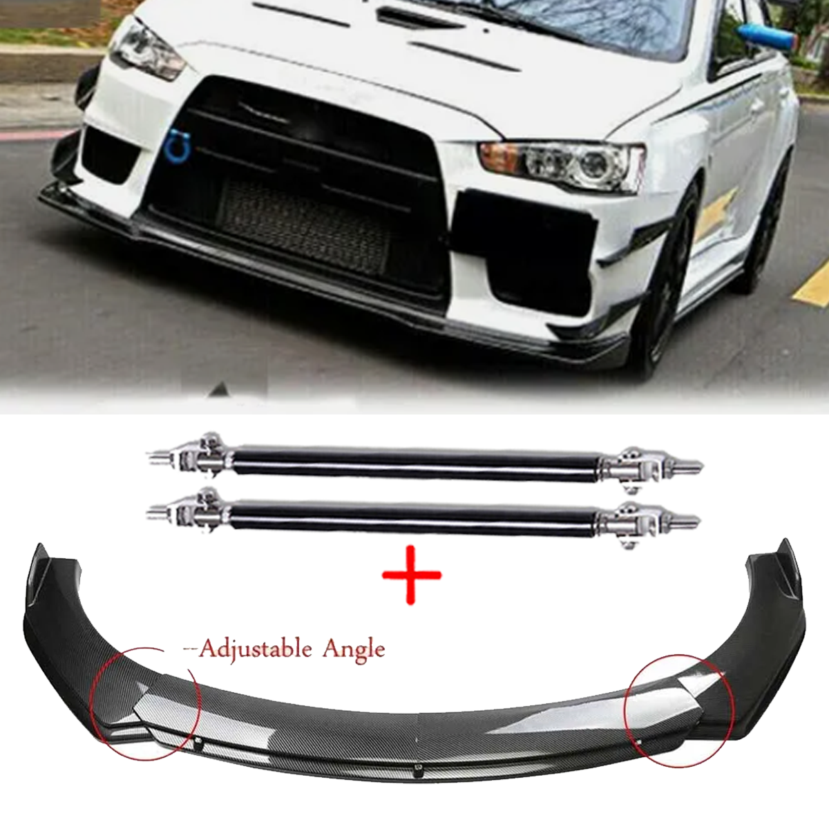 Carbon Fiber Style Front Bumper Lip Chin Spoiler FOR MITSUBISHI LANCER Body