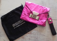 Sonia Rykiel Metallic  Pink Leather Clutch, Wristlet Bag, Removable Strap