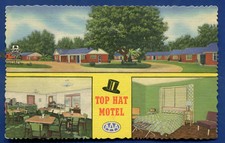 Cordele Georgia ga Top Hat motel Coffee Shop linen postcard
