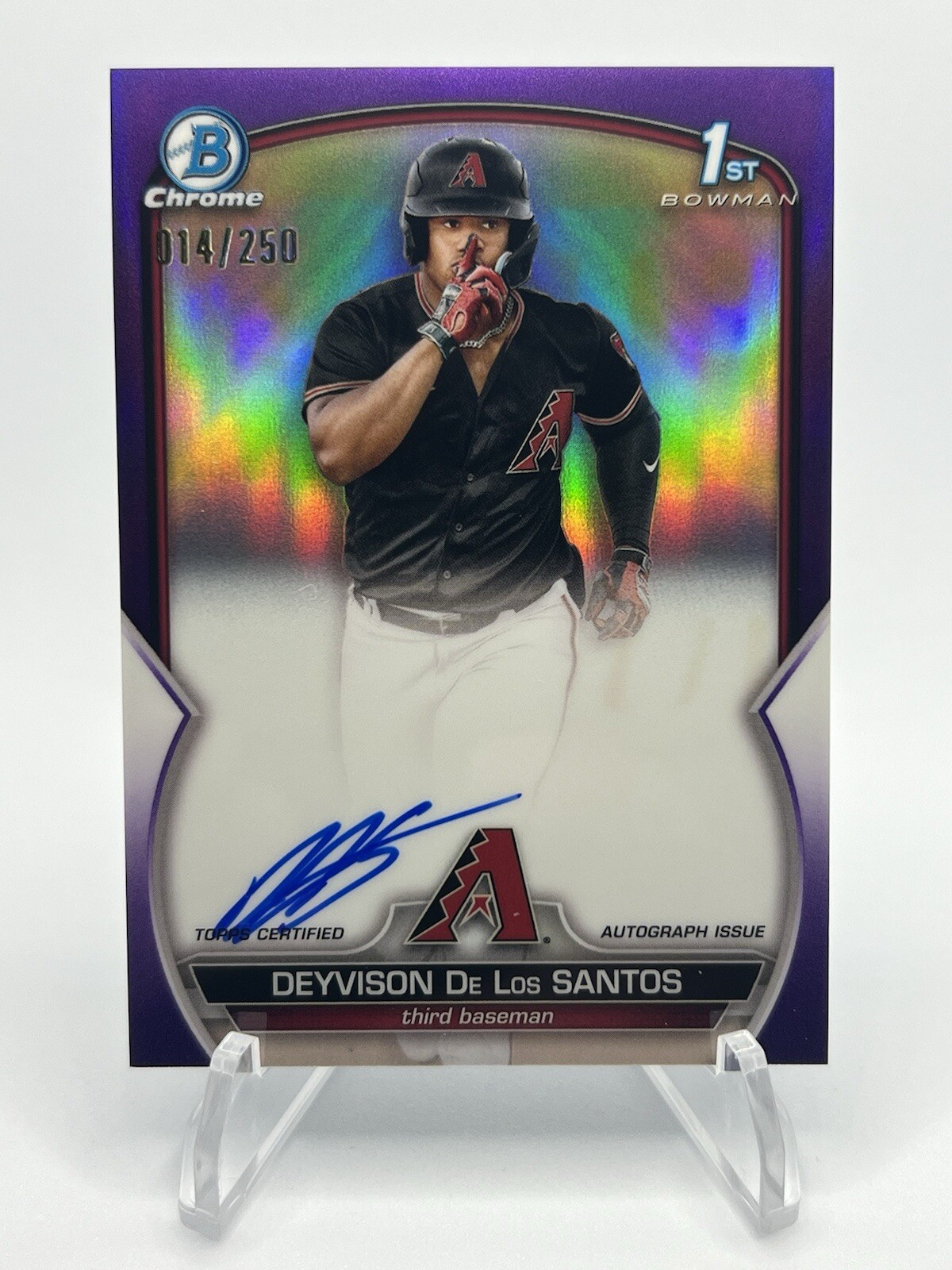Deyvison De Los Santos 2023 Bowman Chrome 1st Purple Refractor Auto /250 🔥