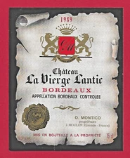 99 14+14a label BORDEAUX CHÂTEAU LA VIRGE LANTIC 89 O. Montico, in moulon