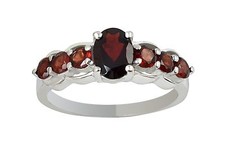 Garnet Sterling Silver Ring Set In Rhodium