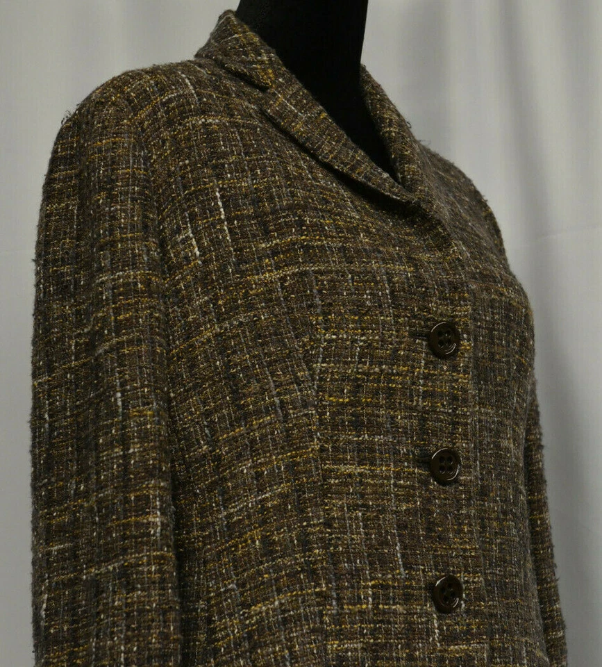 Chaqueta Blazer Agnona Talla 46/12 EE. UU. Hilos Boucle Abotonada Italia Marrón Multicolor Foto 4 de 4