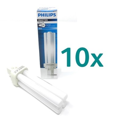 10 x Philips PL-C 13W Energiesparlampe Warmweiß 3000K 2PIN G24D-1 Sockel