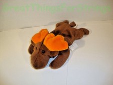 TY Beanie Baby Chocolate Moose Plush Brown Retired 9" Kids Toy Orange Play Fun