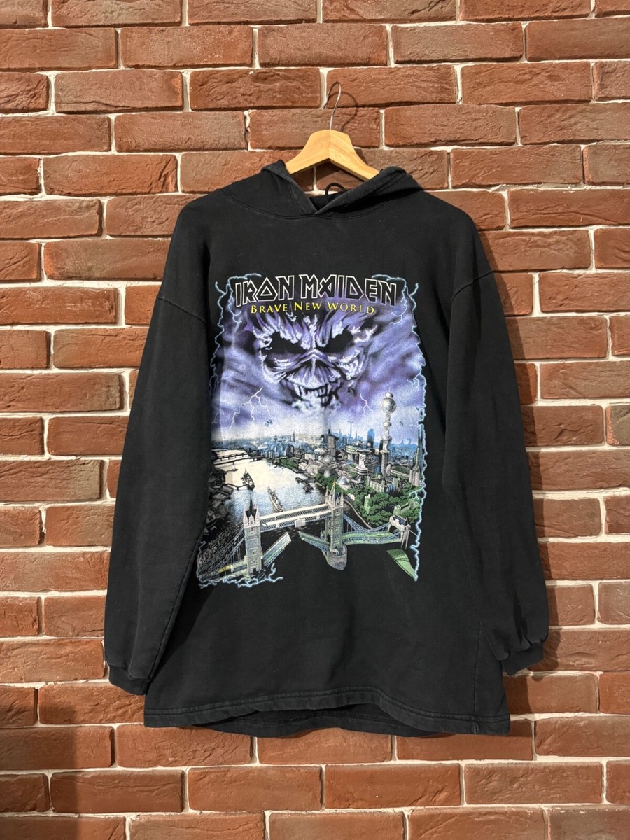 Vintage Iron Maiden Brave New World Heavy Metal Band Hoodie L