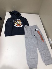 Disney Mickey Mouse Cartoon Boys Hoodie and Sweatpants Grey Blue 2-Piece Size 8