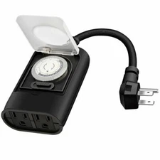 Outdoor Timer Outlet, 24 Hour Mechanical Timer, Water Resistance, ETL Listed