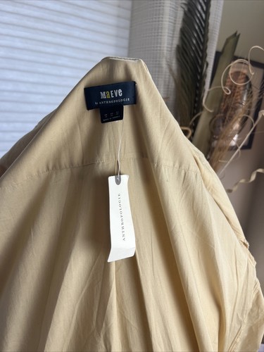 Anthropologie Maeve Oatmeal Cream  Color Long Midi 3/4 Puff Sleeve Dress Sz 16 - Picture 23 of 24