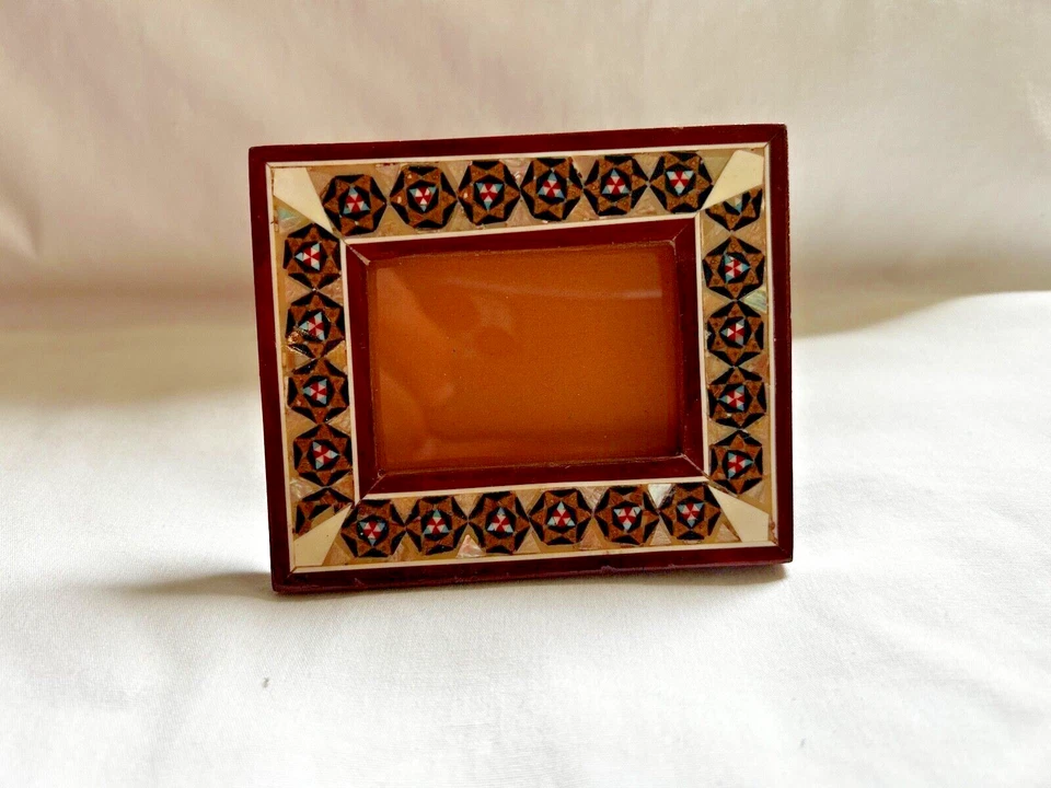 Egyptian Wood MOP Inlaid Picture Frame Handmade Unique 3.75" X 3.25" #247 - Image 2 of 4