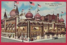 MITCHELL SD VINTAGE LINEN PC WORLD'S ONLY CORN PALACE CURTEICH 