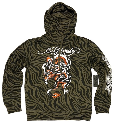 vintage ed hardy zip up Reversible ￼hoodie Black Size Medium Lion