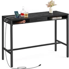 VASAGLE Bar Table with Power Outlet, 47.2 Inches Long Bar Height Pub Table