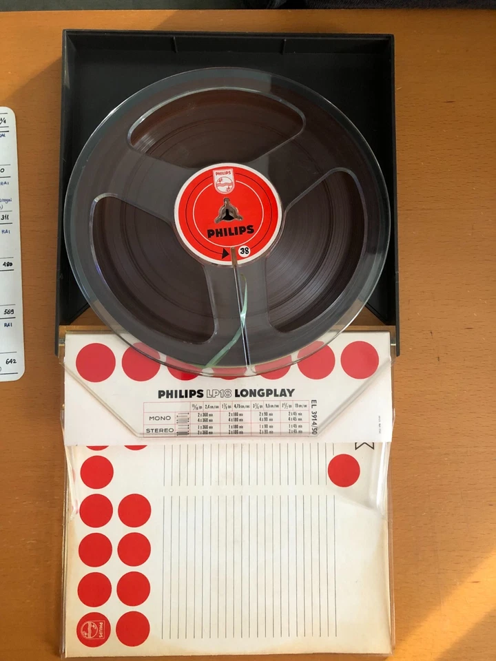 VINTAGE Bobina PHILIPS LP 18 Magnetic Tape Long Play 18 cm Original Box GRAFICA - Immagine 3 di 4