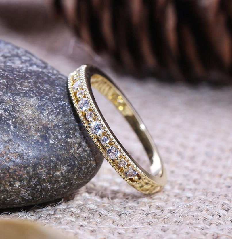 Vintage Style Stacking Promise Ring for Women 1.88 CT Simulated 14K Gold Plated