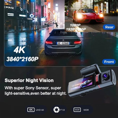 UHD 3-Channel Dash Cam GPS Night Vision 170°Loop Recording Parking Monitor DVR - Picture 8 of 20