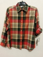Allison Daley Womens Top 16 Multicolor Plaid Long Or 3/4 Sleeve Shirt Blouse Allison Daley Womens Top 16 Multicolor Plaid Long Or 3/4 Sleeve Shirt Blouse