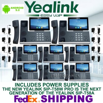 YEALINK SIP-T58W PRO IP PHONE WIFI BLUETOOTH ANDROID-8 PHONES - 8 POWER SUPPLIES