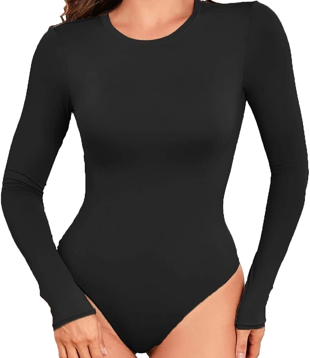 Monos sólido negro de poliamida para Mujeres