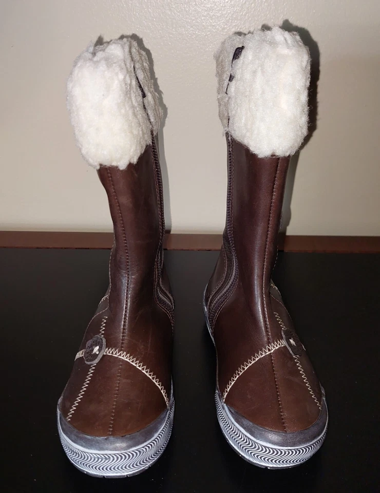 NUEVAS Niñas UMI Marrón Corazón Botas 8" Alto Cremallera Lateral Talla 11.5 Foto 3 de 4