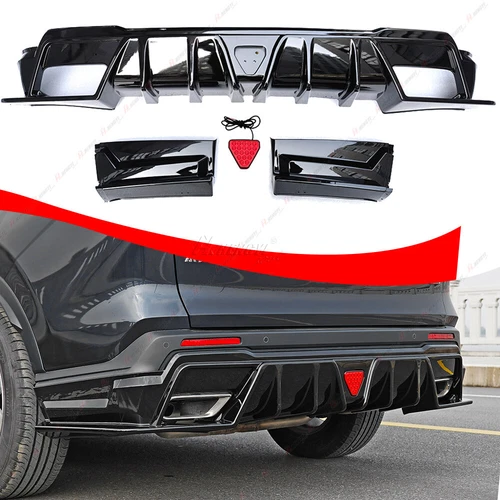 For Honda CR-V CRV 2023-2026 LED Glossy Black Rear Bumper Diffuser Lip Spoiler