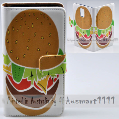 For Nokia Series - Burger Cartoon Print Theme Wallet Mobile Phone Case Cover