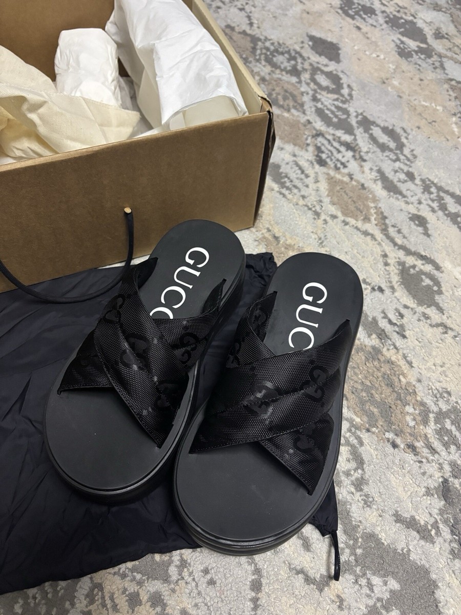 NEW AUTHENTIC GUCCI GG PLATFORM SLIDE 'BLACK' WOMEN'S GUCCI 37 (US 7)