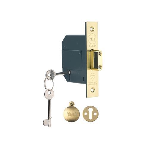 Yale Locks PM562 Hi-Security BS 5 Lever Mortice Deadlock 81Mm 3In Ottone Lucido