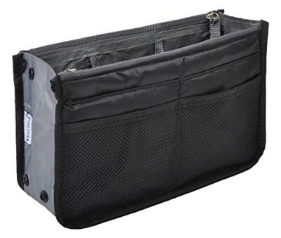 Purse Organizer Insert for Handbags Bag Organizers 13 Pockets, Black (Small)